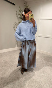 The Parker Stripe Skirt | Blue/Brown