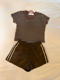 French Terry Striped Set | Brown/Cream