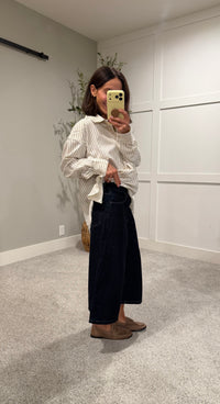 Denim Wide Leg Long Shorts | Indigo