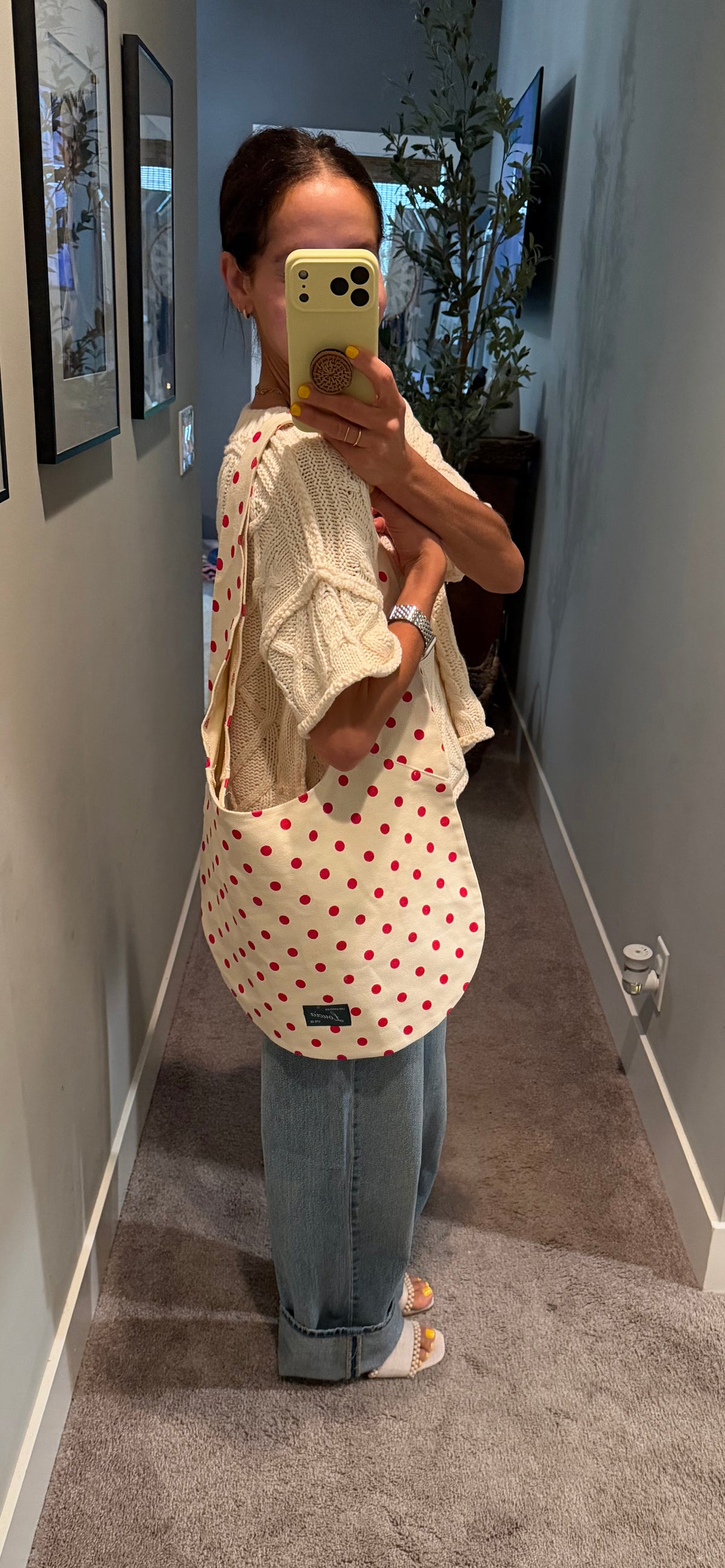 Juliana Polka Dot Canvas Tote | Red