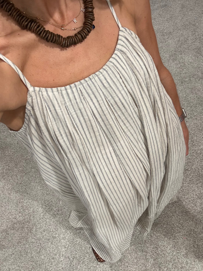 Coco Cotton Dress | Striped Natural