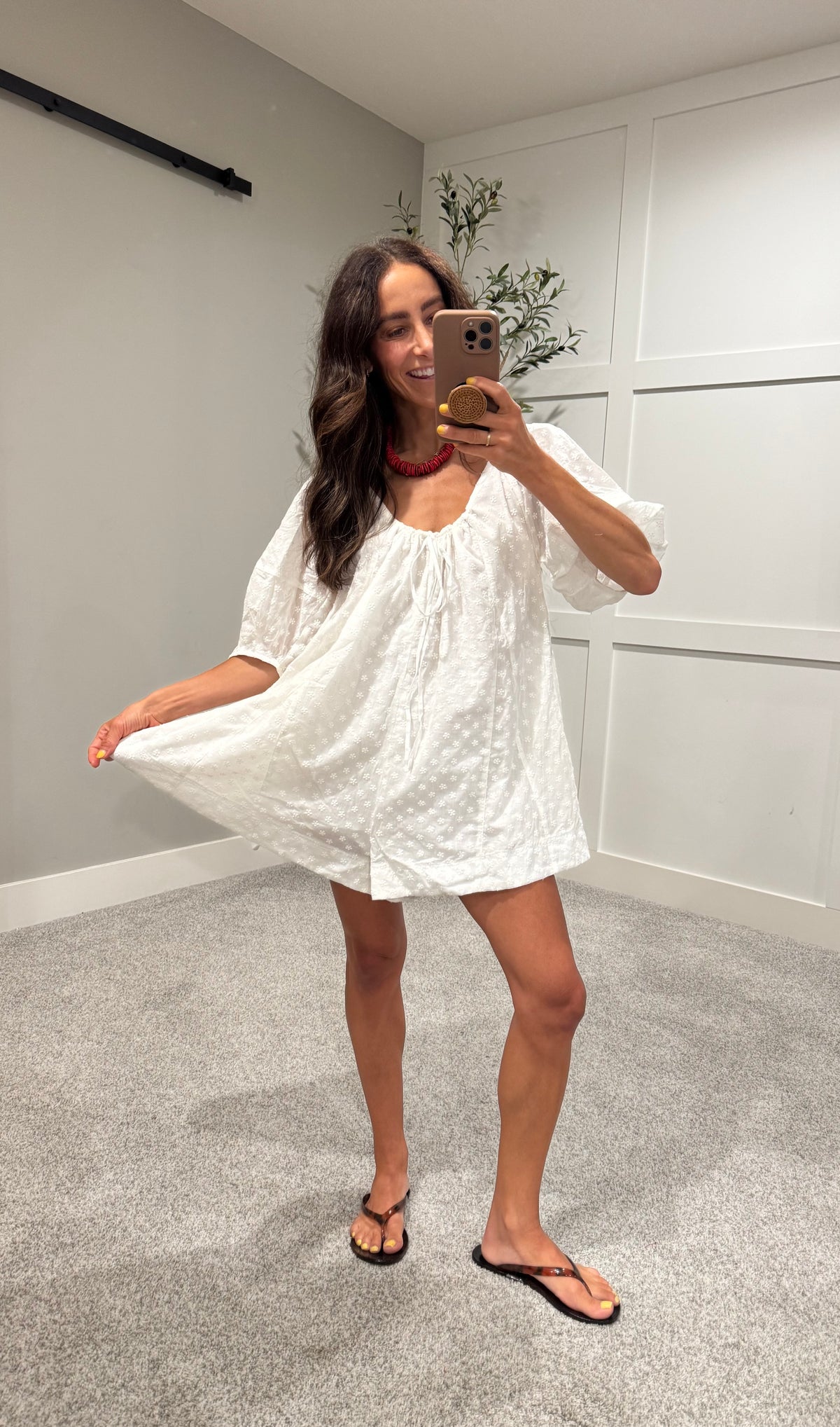 Embroidered White Ditsy Romper