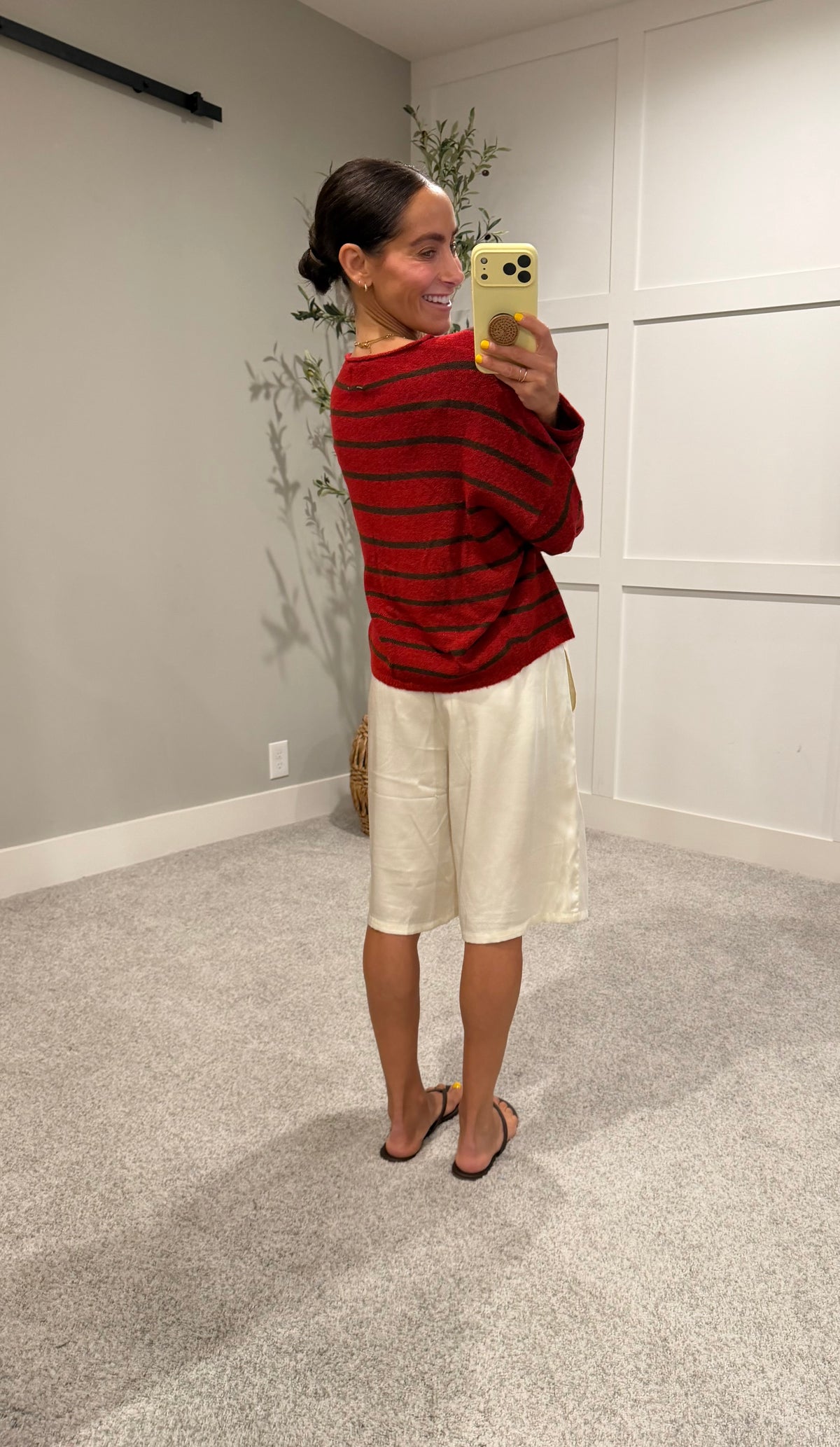 Cabana-Striped Piper Cardigan | Red/Brown