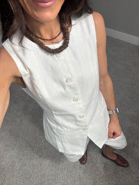 Bruno Linen Vest | White