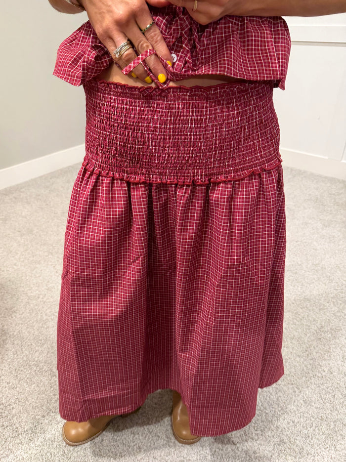 The Camryn Plaid Skirt | Burgundy Red