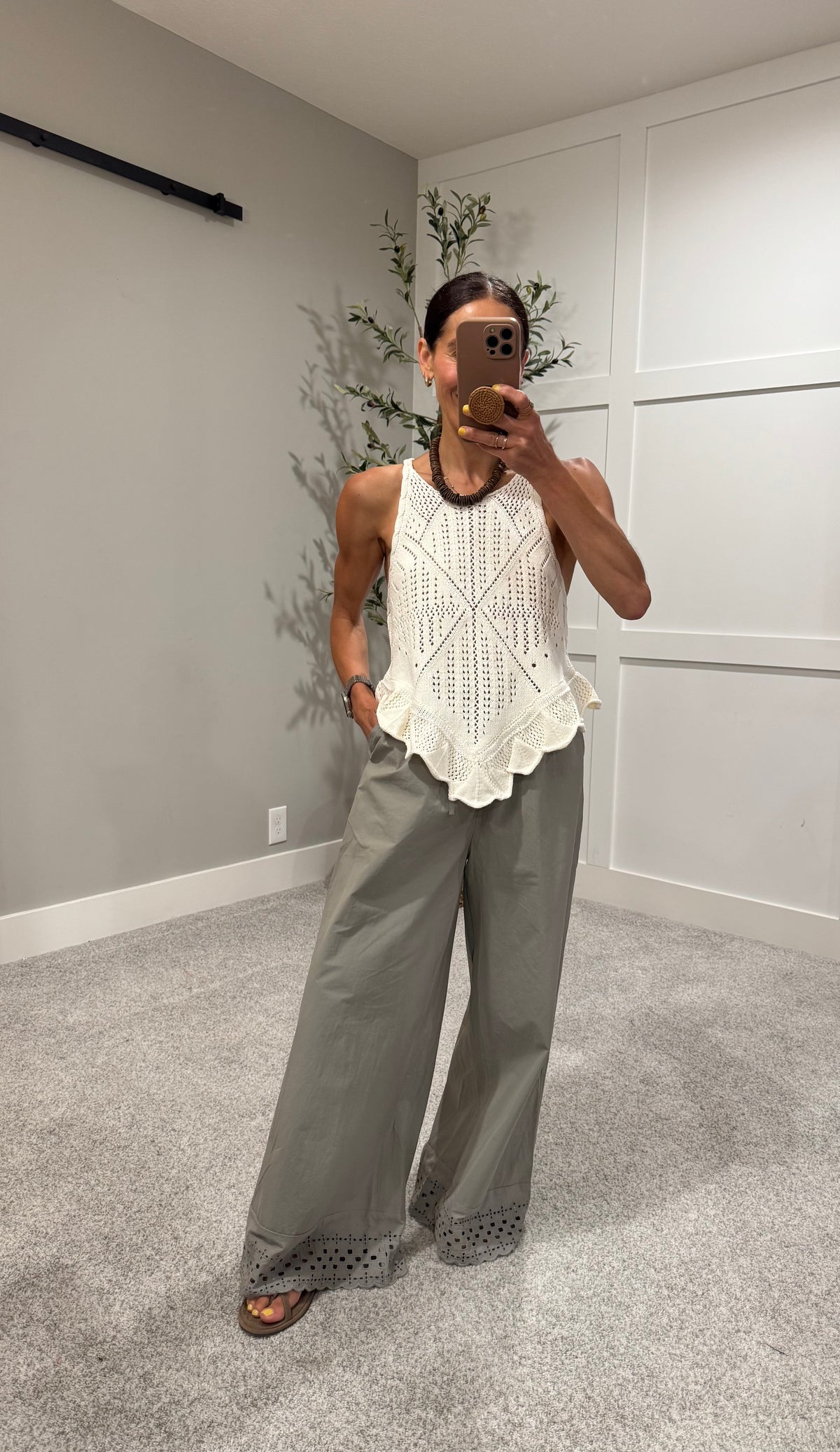 Eyelet Trim Pants | Dry Herb
