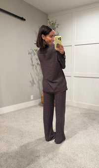 Langston Striped Set | Wine/Navy