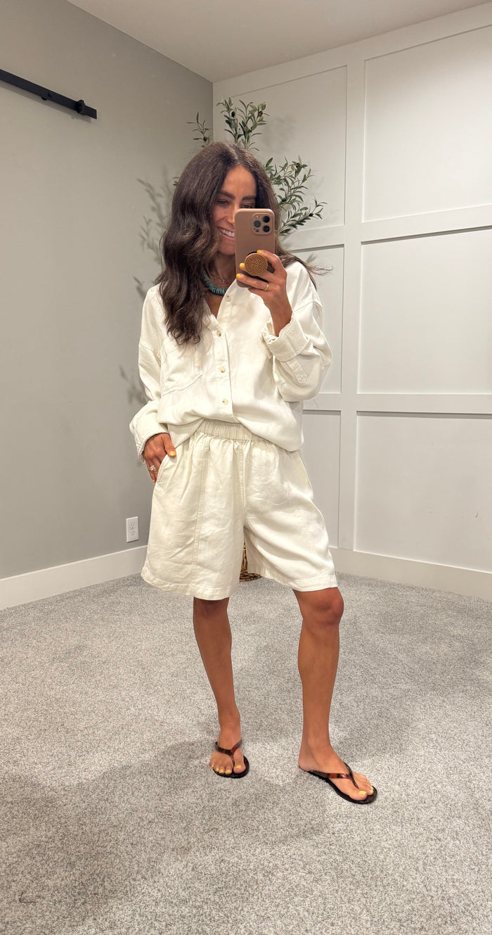 Kate Oversized Tencel Button-Up | Milk