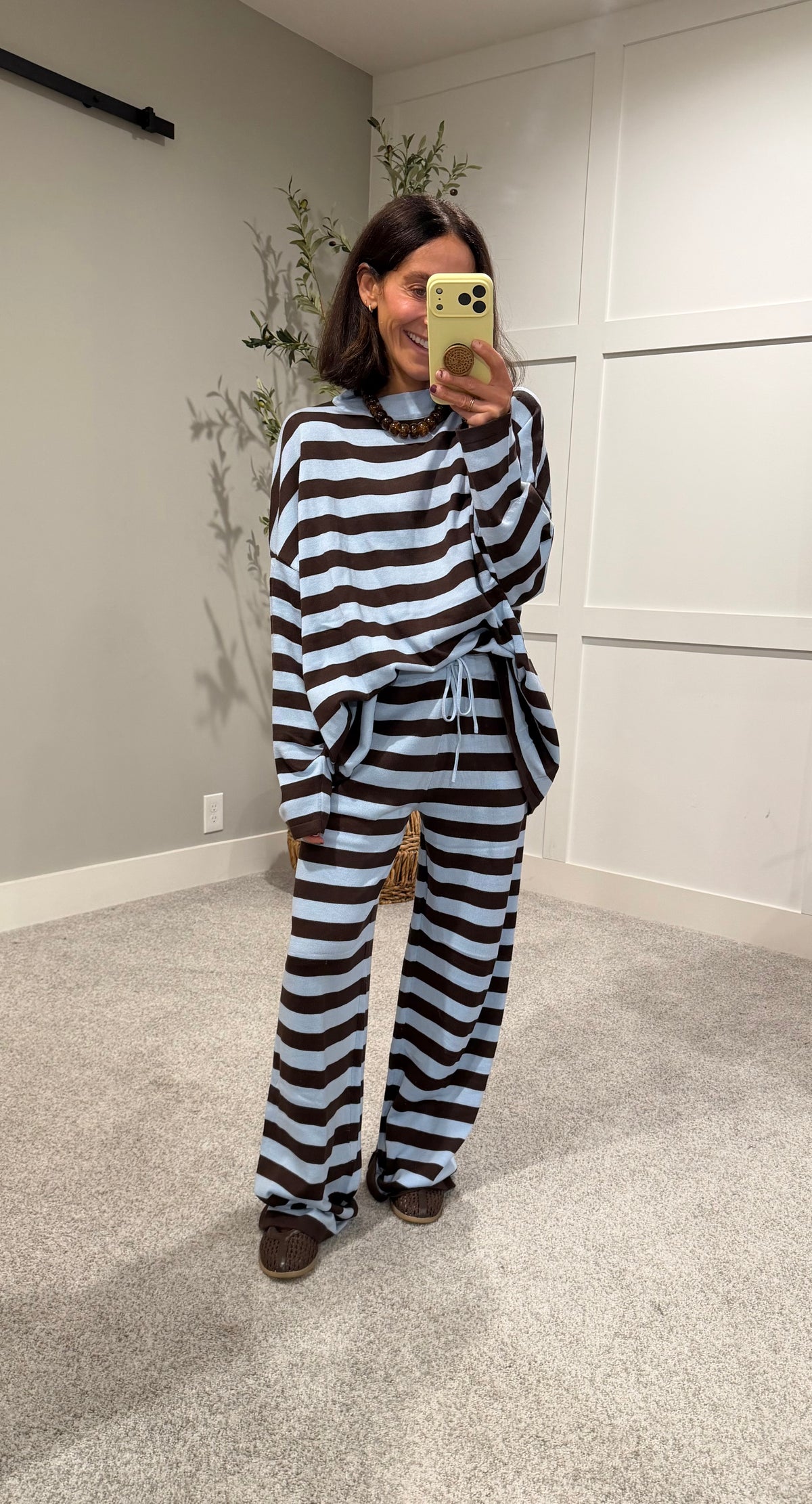 Brooklyn Striped Set | Brown/Blue