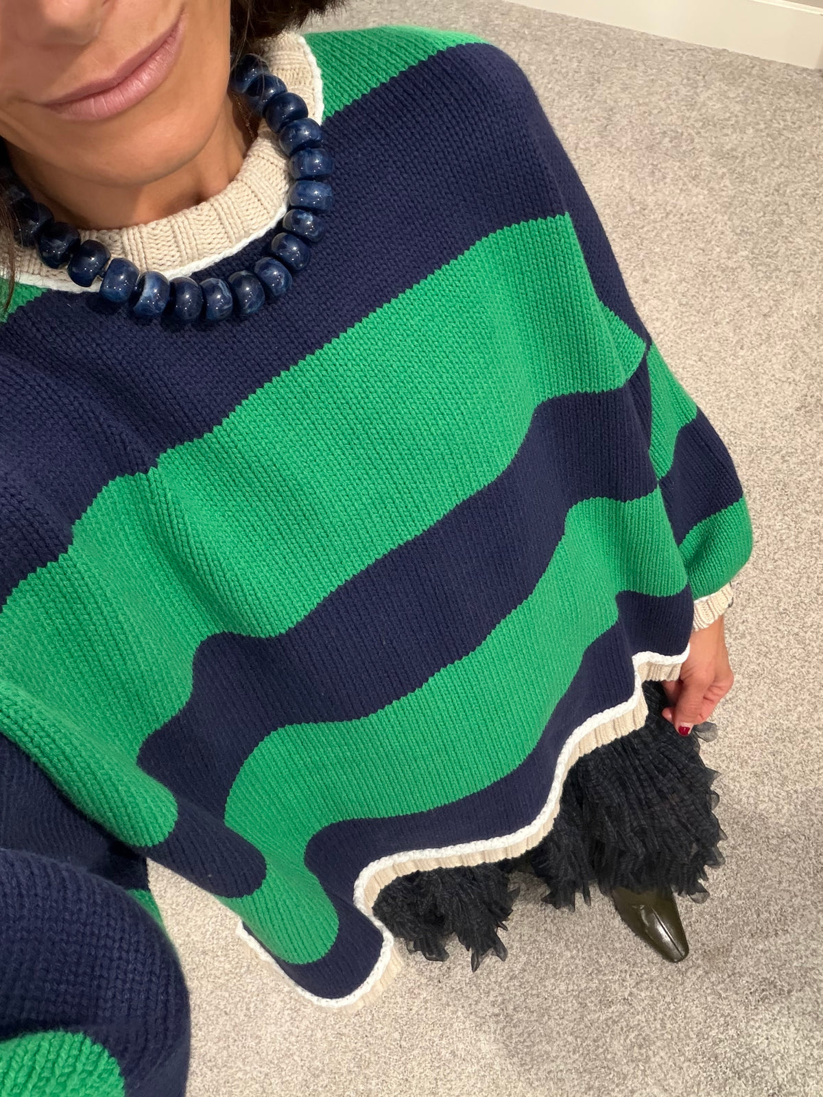 Marina Stripe Sweater | Green/Navy