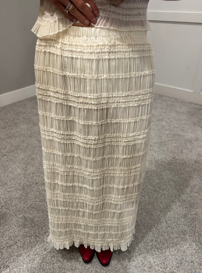 Ava Crinkle Chiffon Skirt | Cream