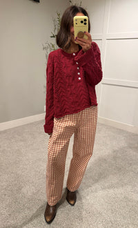 Carrie Cable Knit Sweater | Deep Red