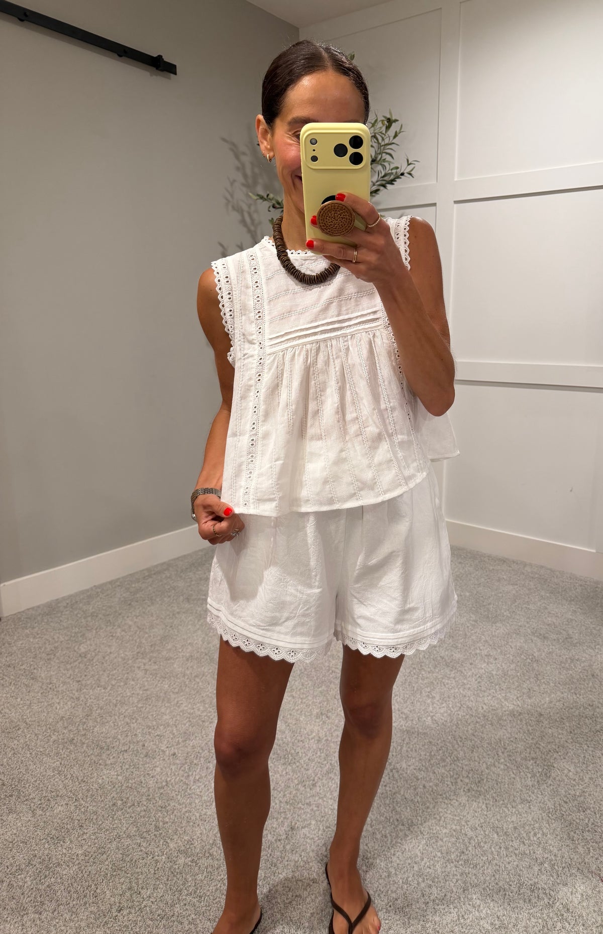 Nina Eyelet Top | Off White