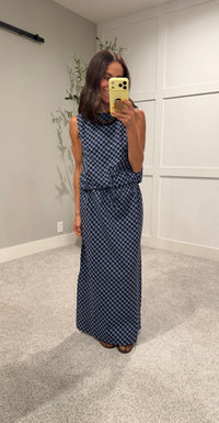 Sally Plaid Set | Navy/Blule
