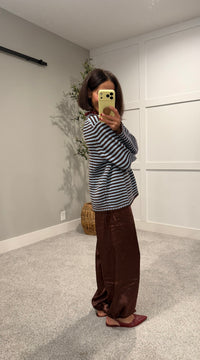 Everyday Cozy Stripe Knit Sweater | Choco/Blue