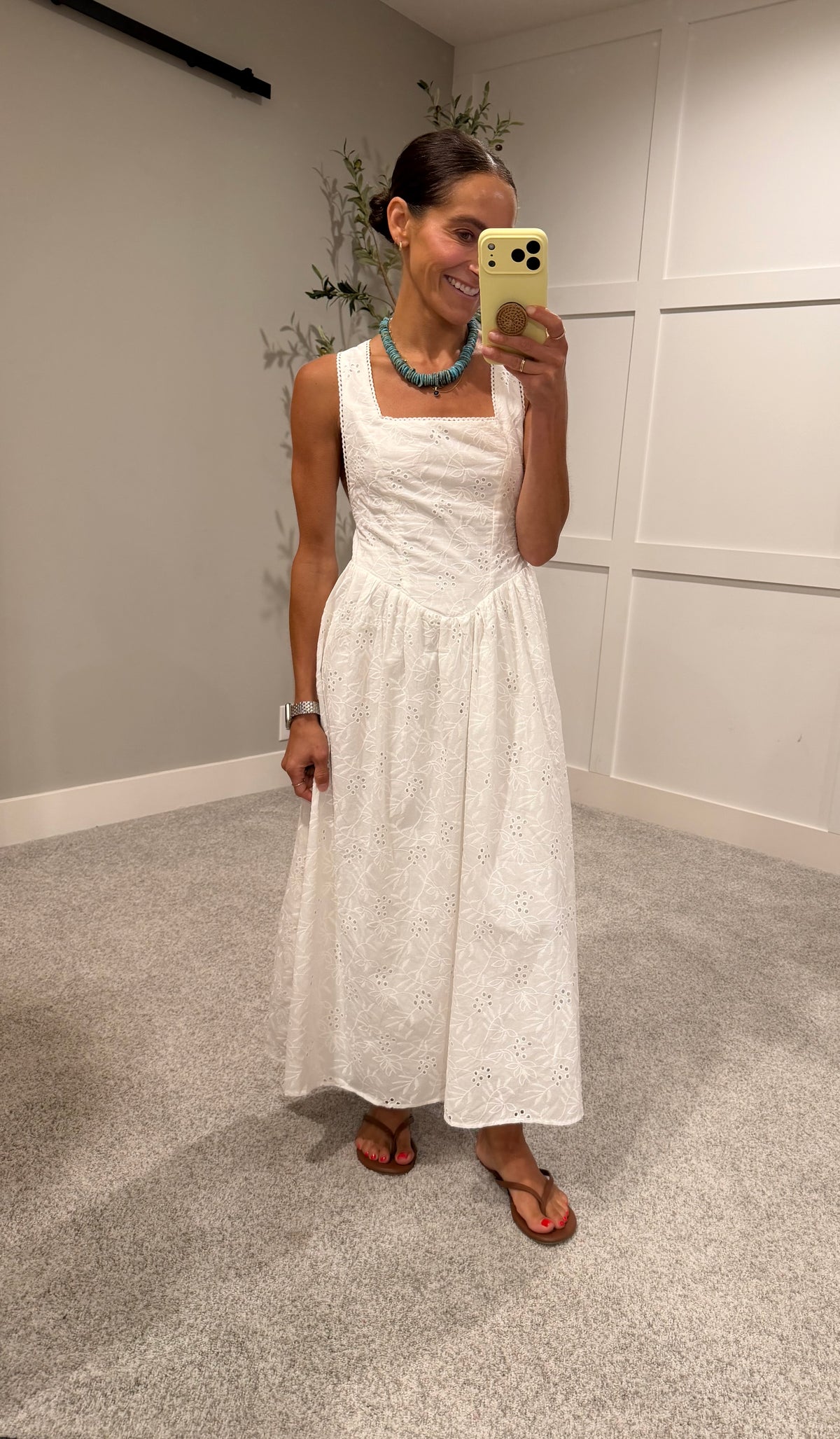 Giana Cross-Back Tie Maxi Dress | White