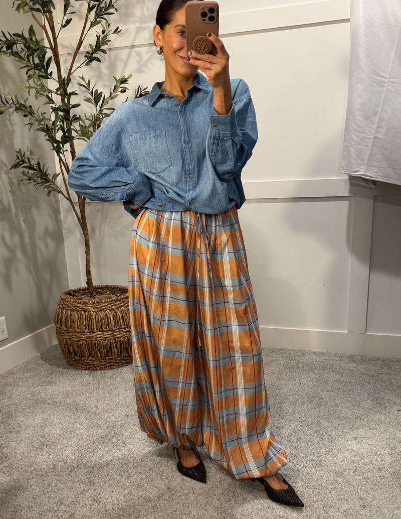 Plaid Balloon Pants