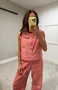 Big Red Gingham Vest Top