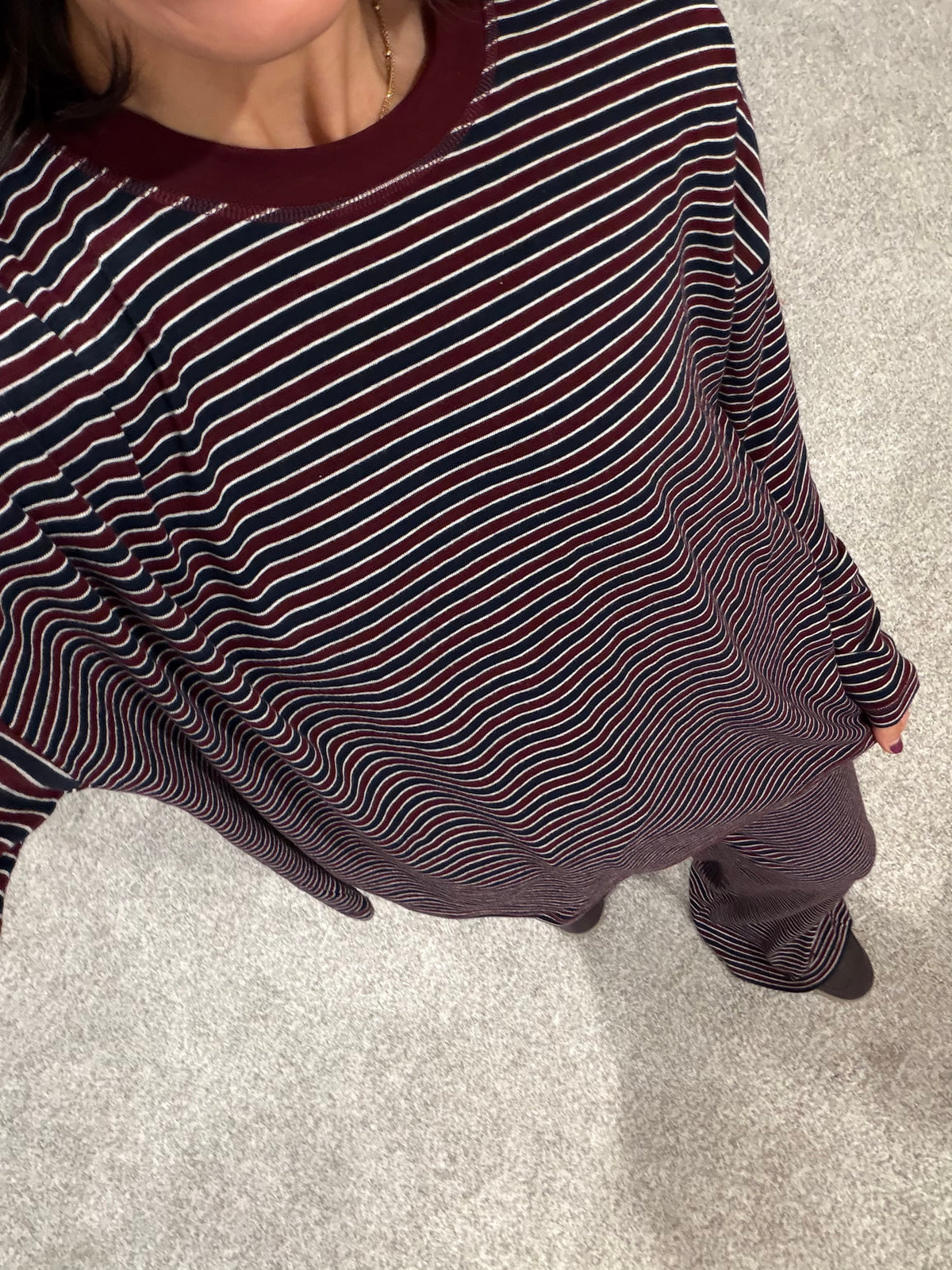 Langston Striped Set | Wine/Navy