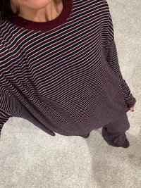 Langston Striped Set | Wine/Navy