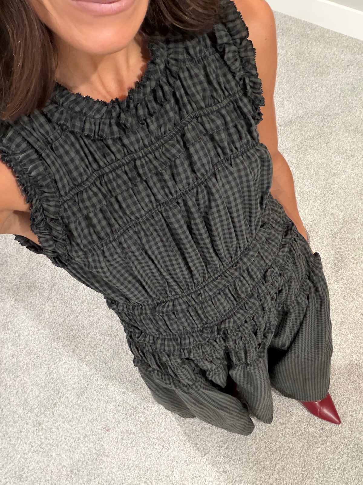 Neily Gingham Maxi | Olive/Charcoal Grey