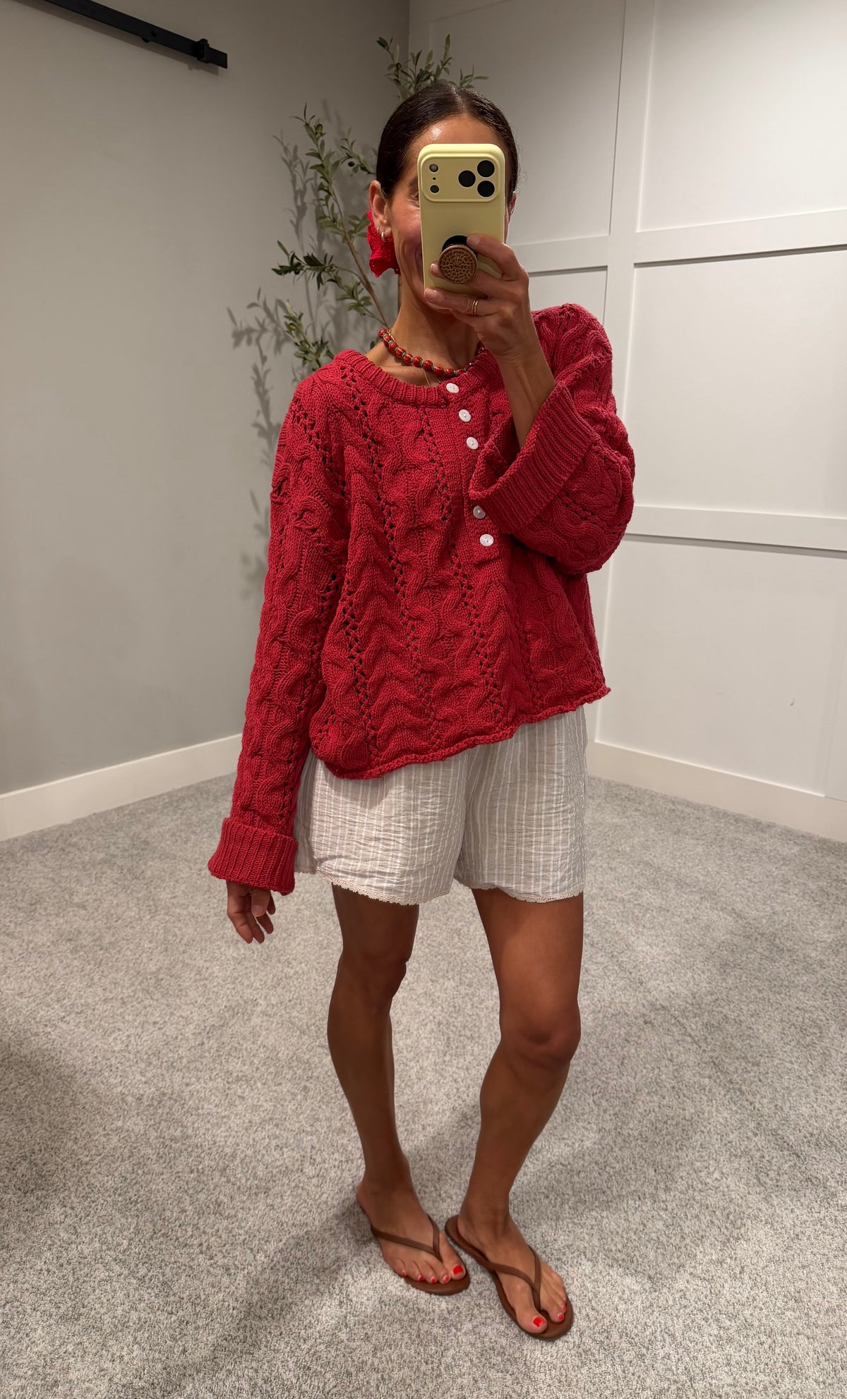 Carrie Cable Knit Sweater | Red