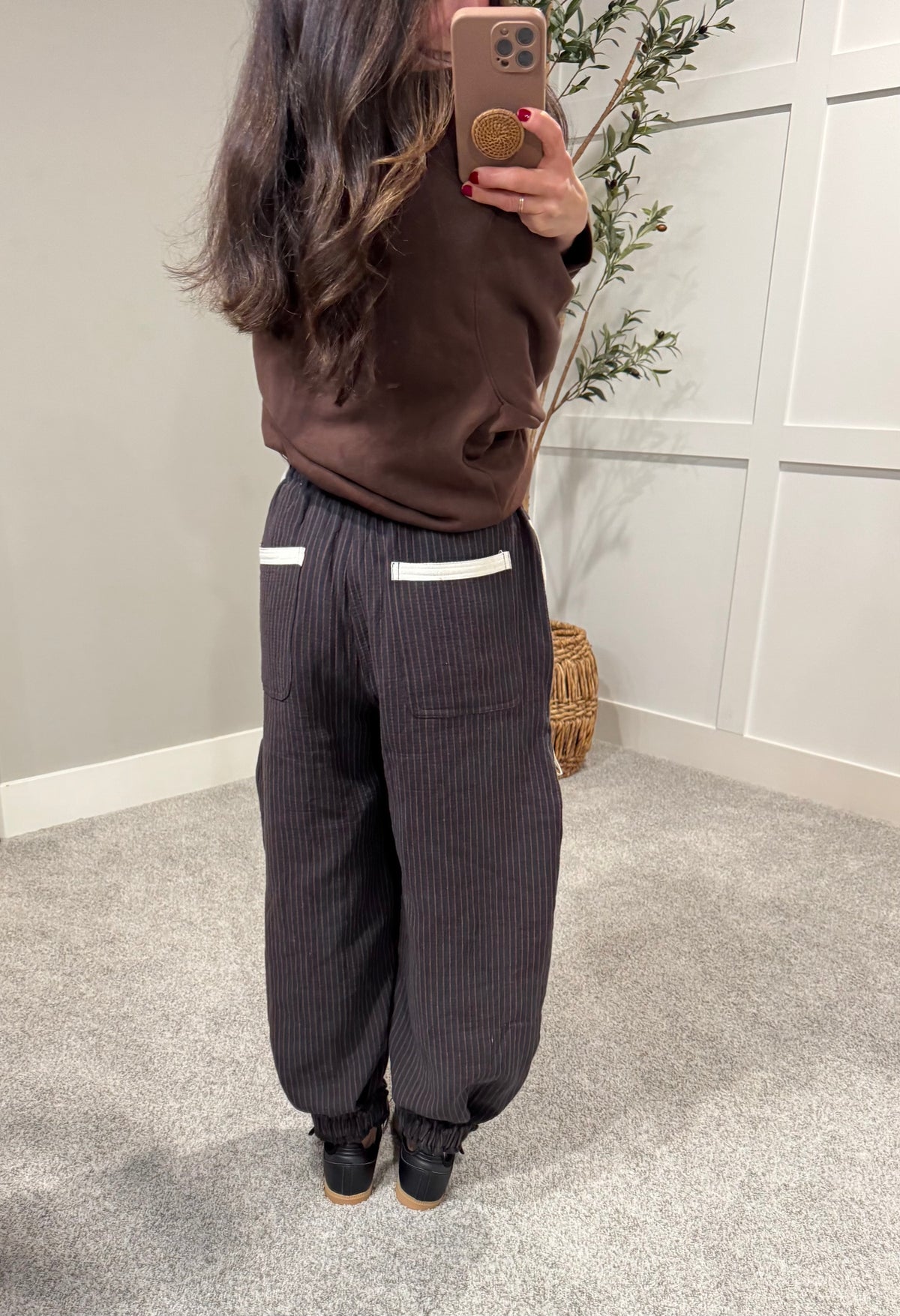 Striped Drawstring Jogger Pants | Midnight