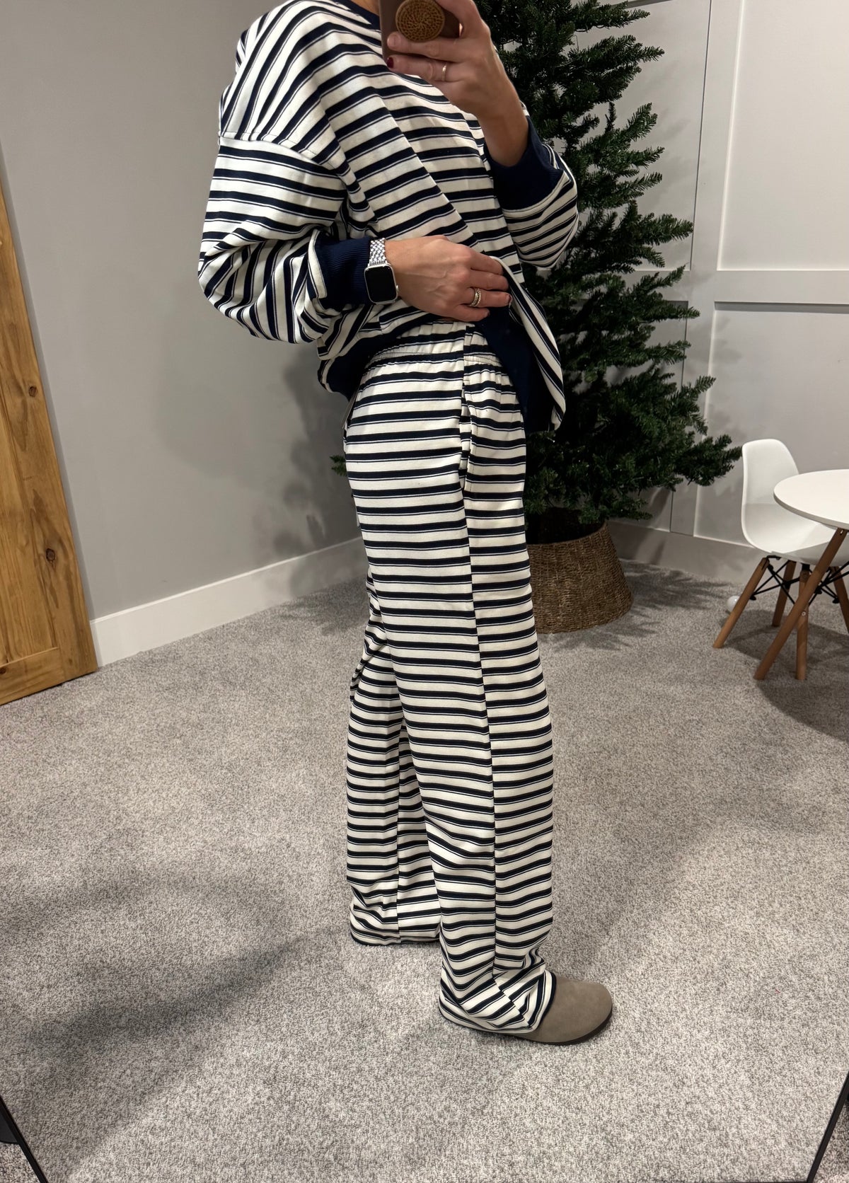 Crew Navy Striped Sweatpants
