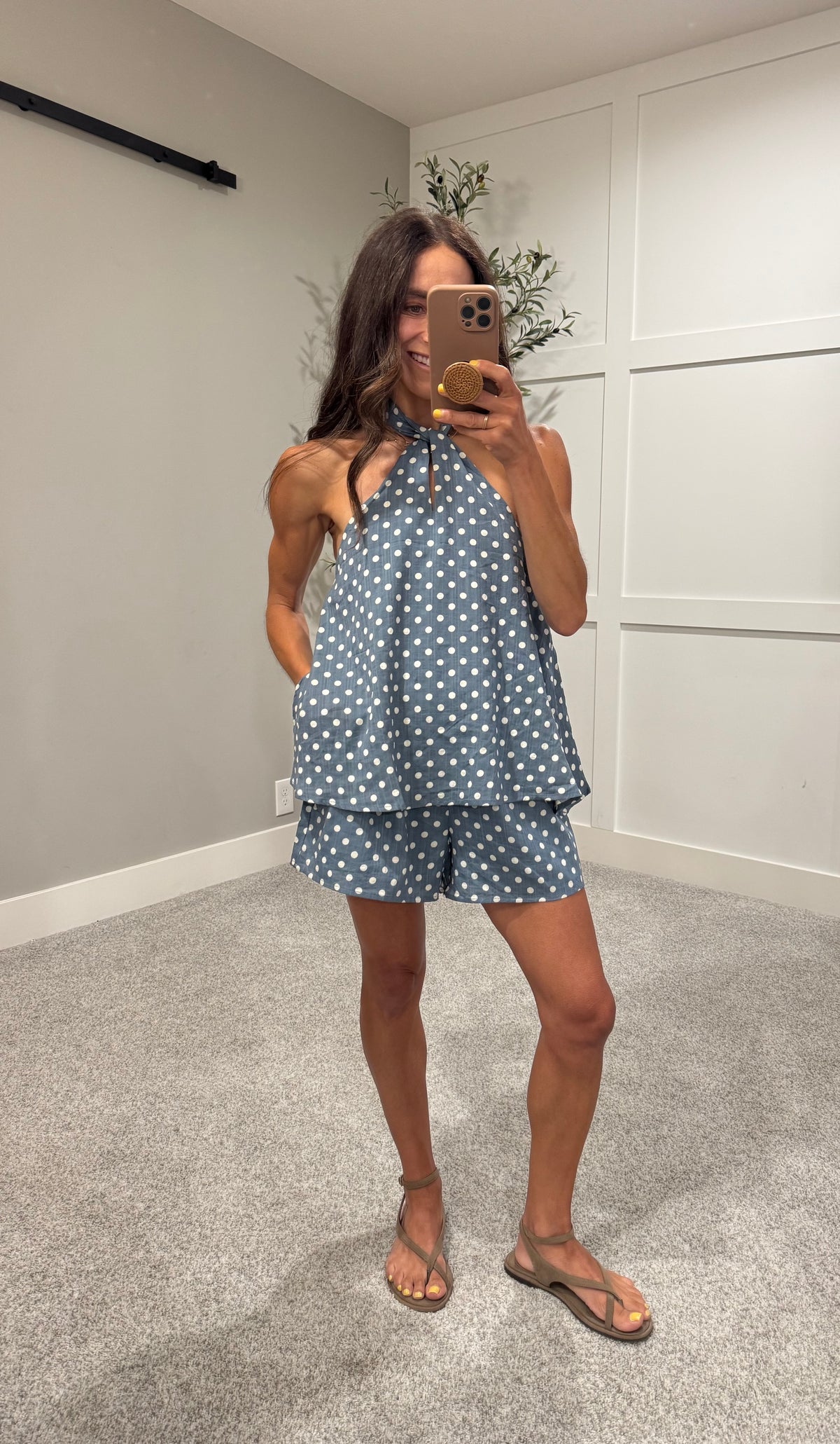 Denim Blue Polka Dot Halter Set