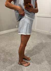 Anastasia Plaid Set | Dusty Blue/Grey