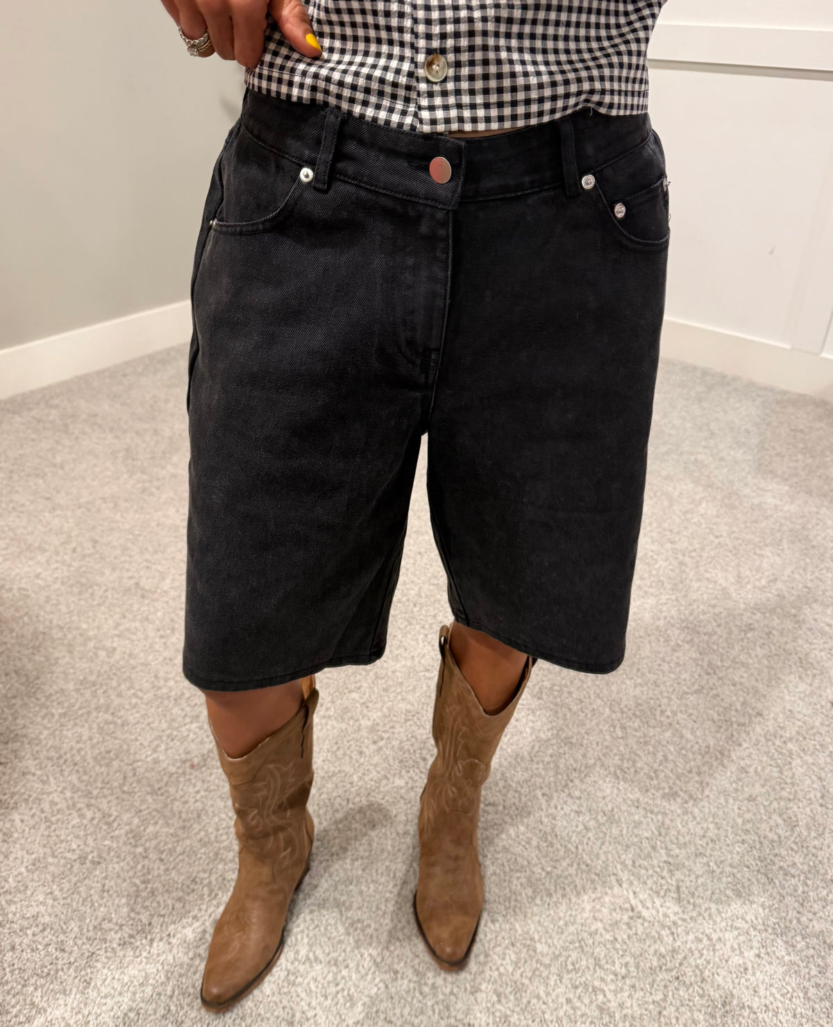 Bianca Denim Jorts | Washed Black