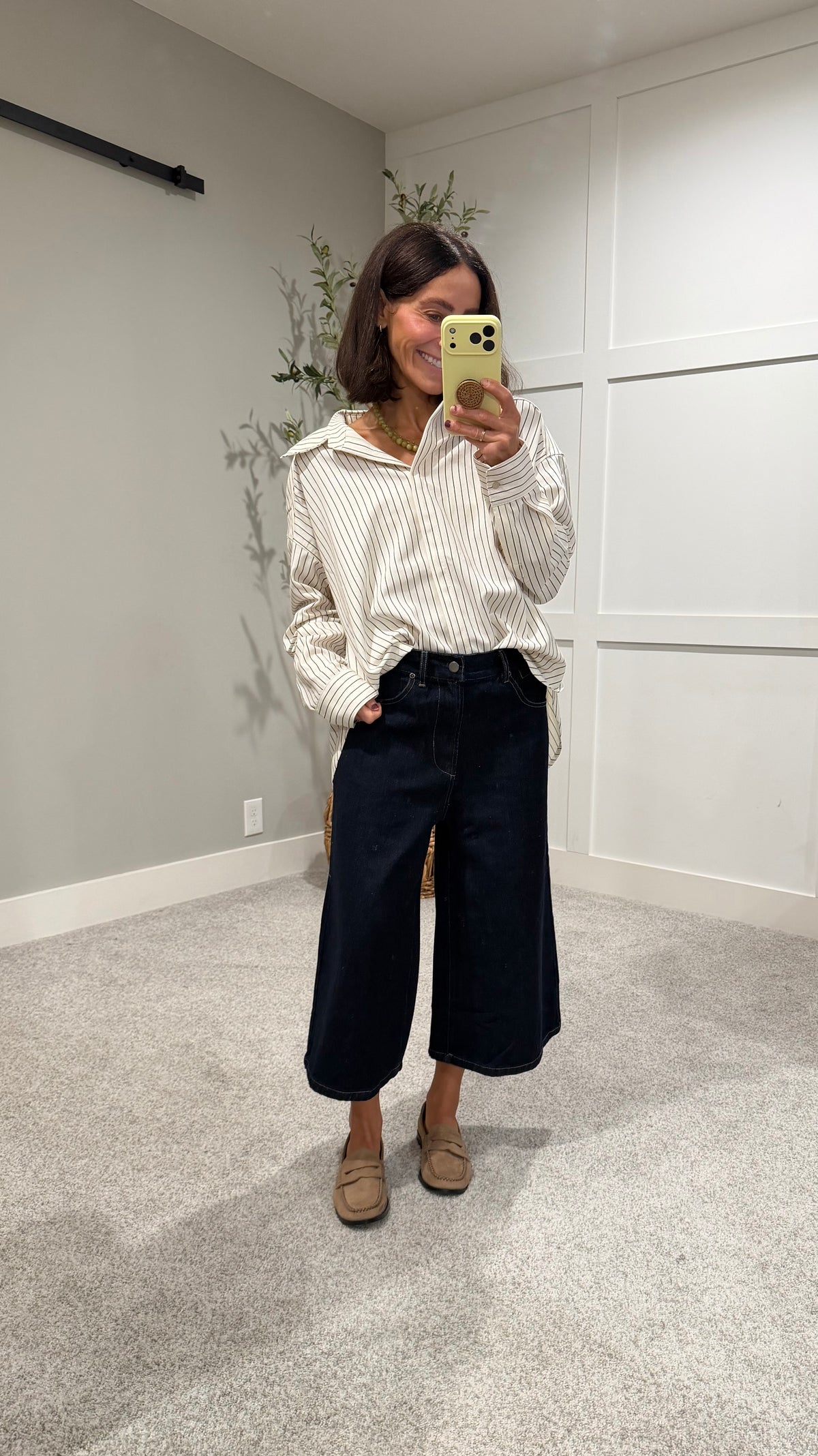 Denim Wide Leg Long Shorts | Indigo