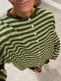 Piper Striped Cardigan | Olive Combo