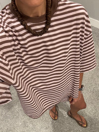 Lena Striped set | Mauve/Brown