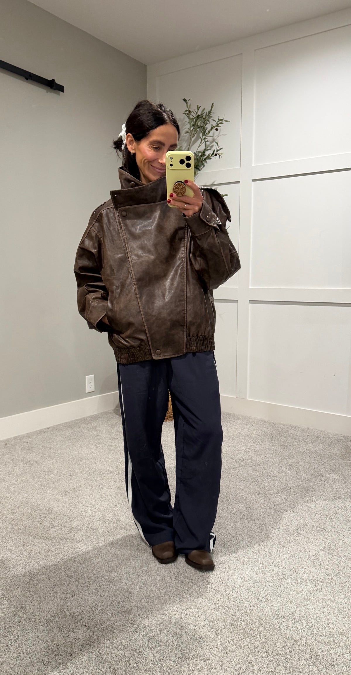 Vegan Leather Jacket | Vintage Brown