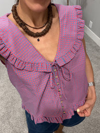 Lizzy Top | Cherry/Blue