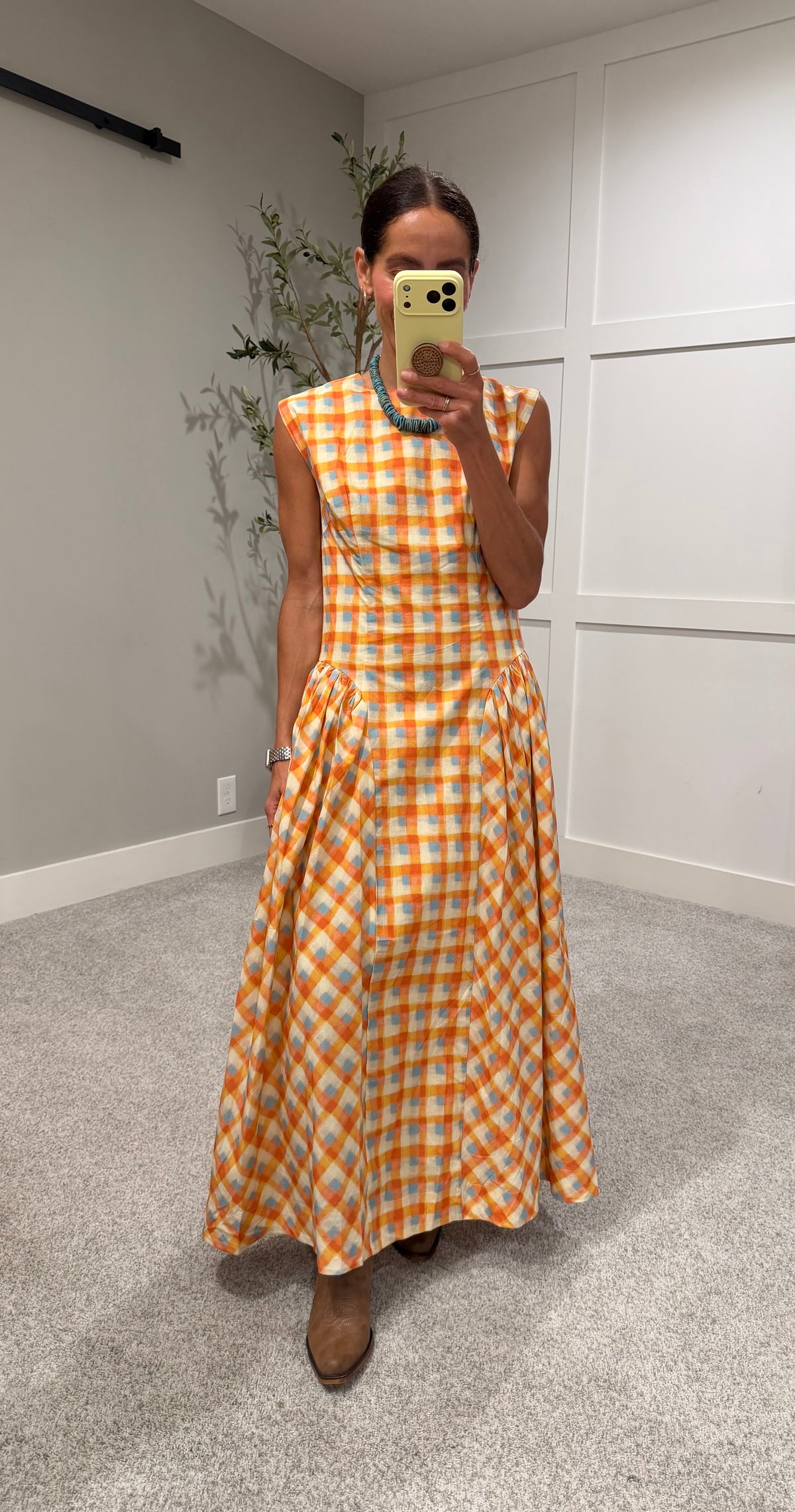 Pumpkin Spice Plaid Dress