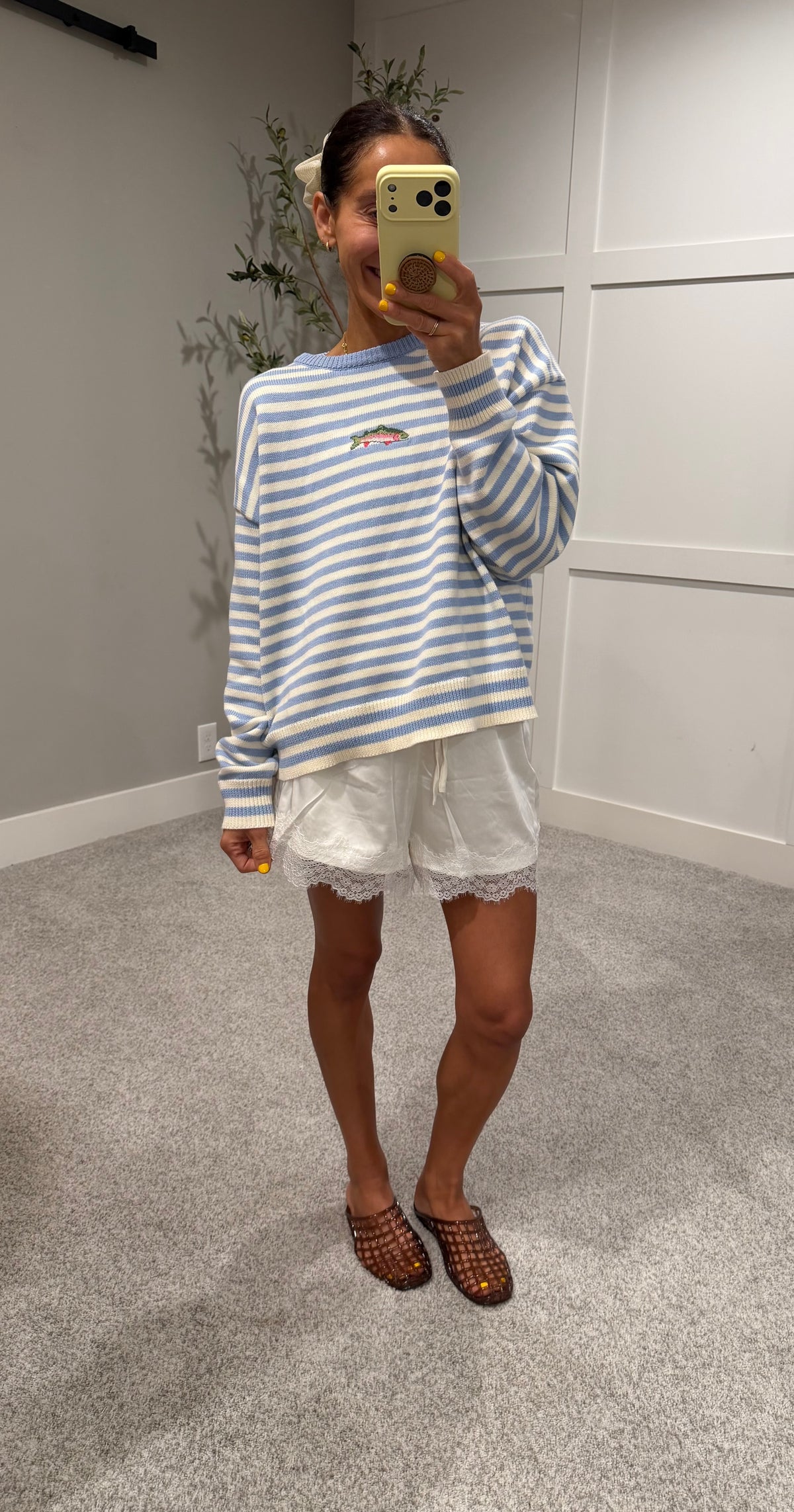 Scalloped Lace Trim Shorts | Off White