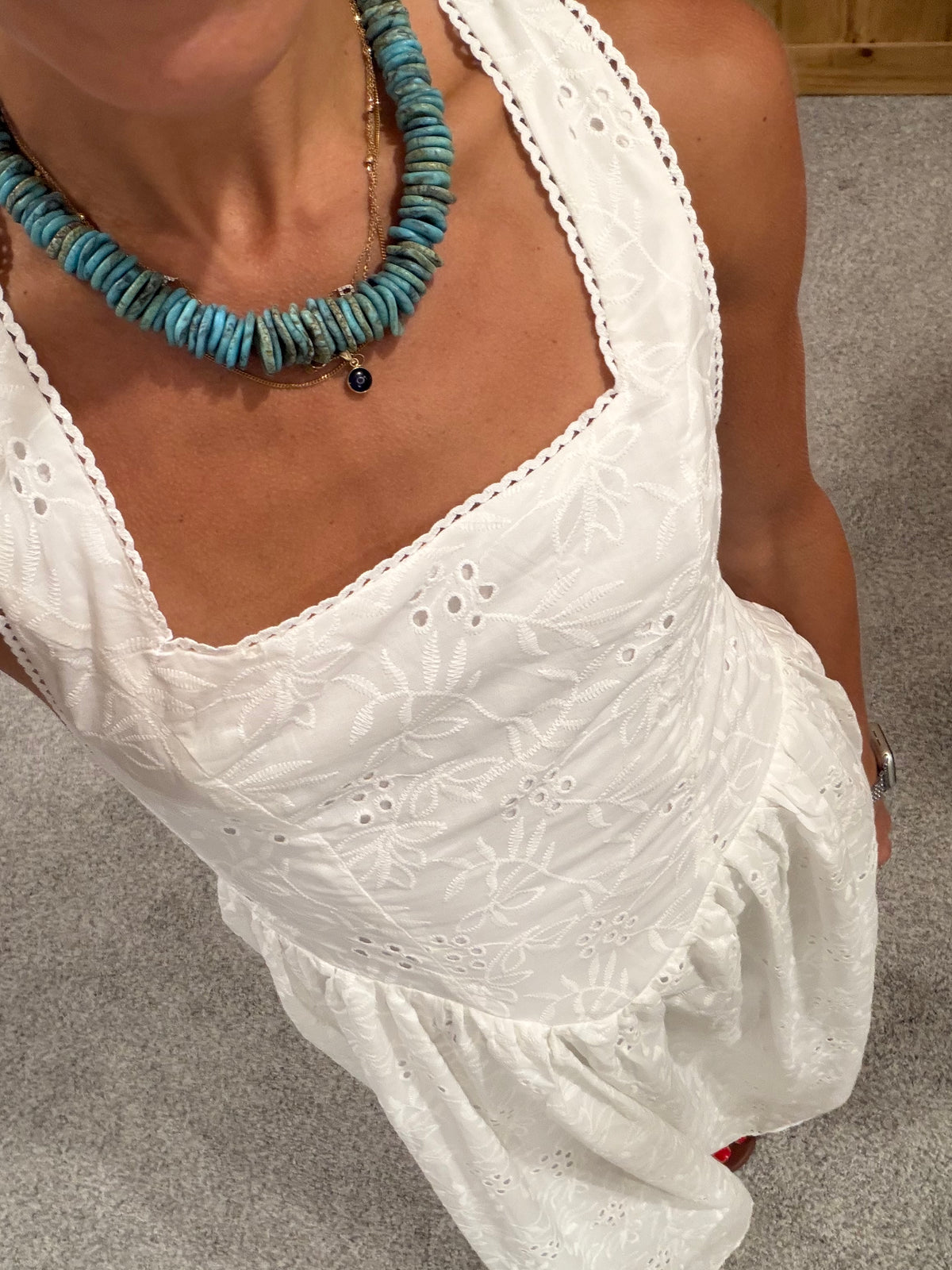 Giana Cross-Back Tie Maxi Dress | White