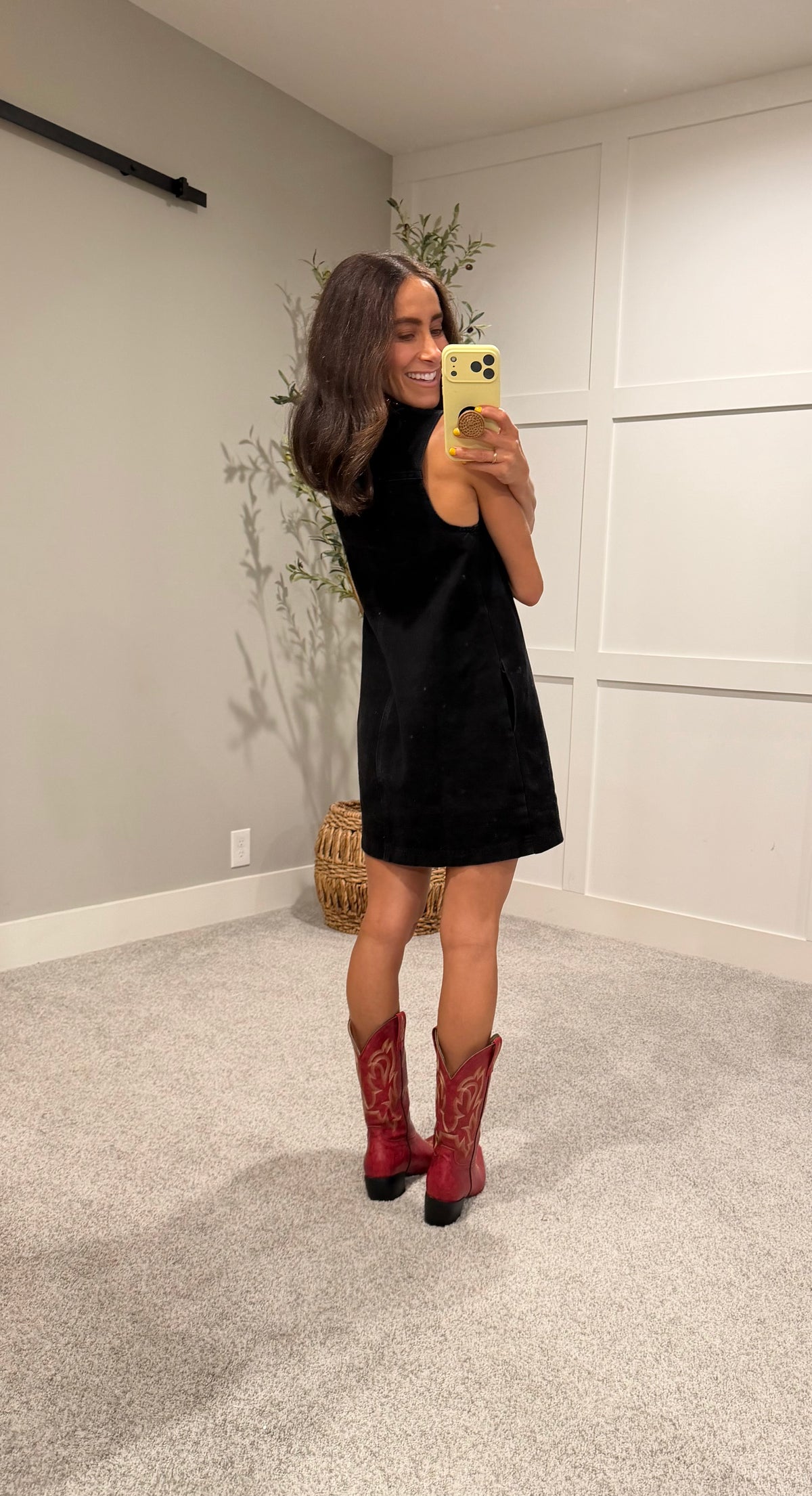 Langley Denim Mini Dress | Washed Black