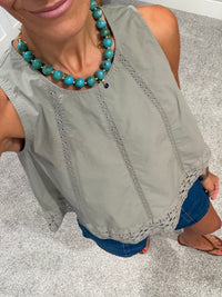 Lace Inset Eyelet Trim Tank | Dry Herb