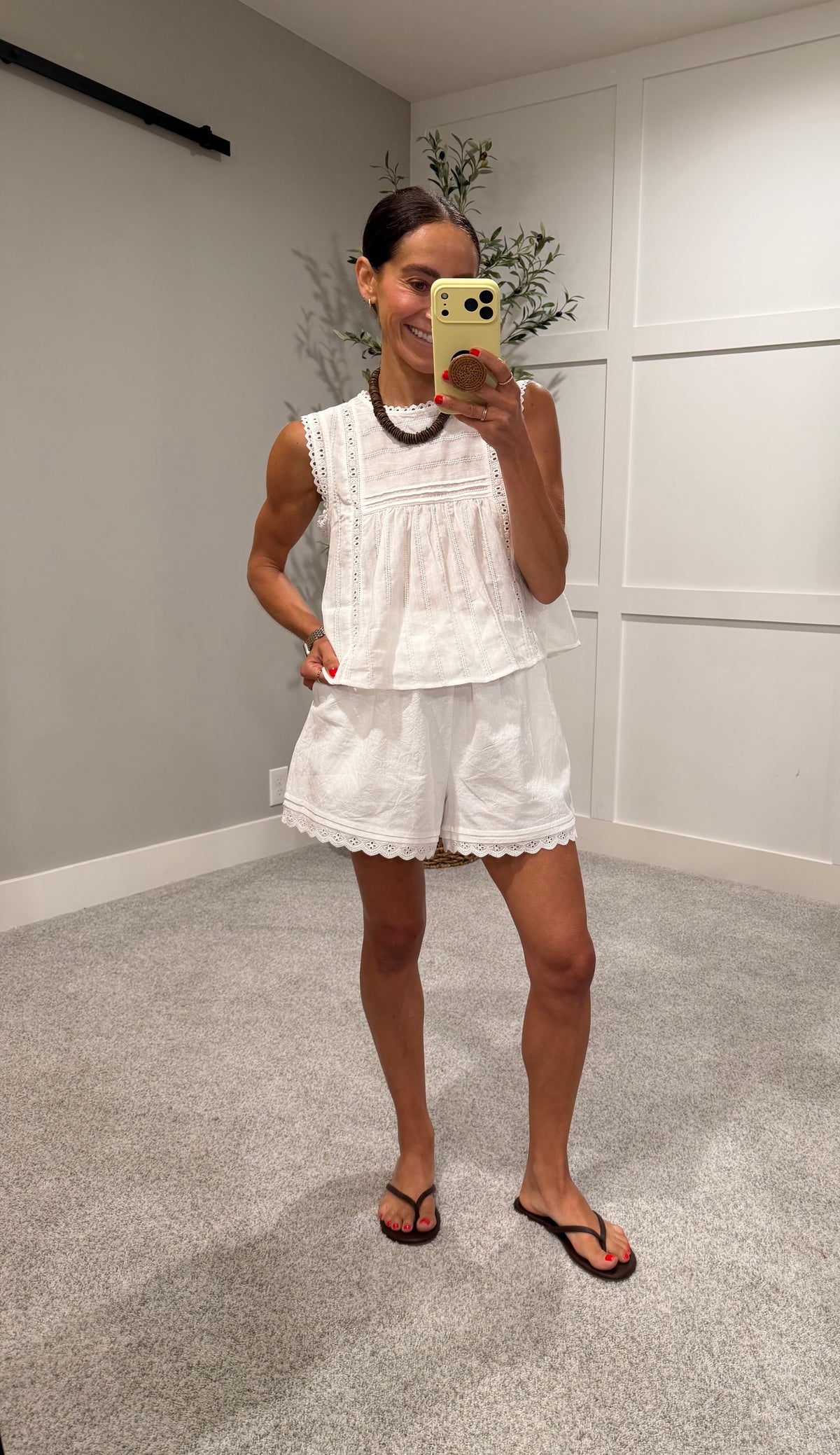 Eyelet Lace Trim Shorts | Off White