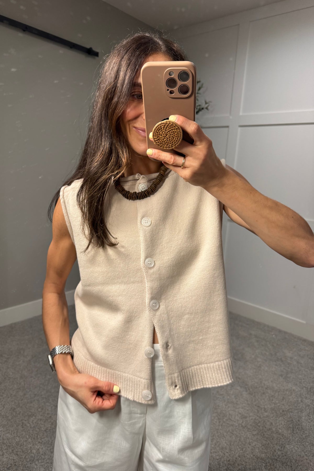 Knit Vest Top | Oatmeal