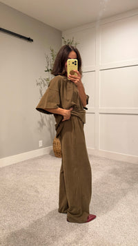 Brush Touch Pants | Deep Olive Green