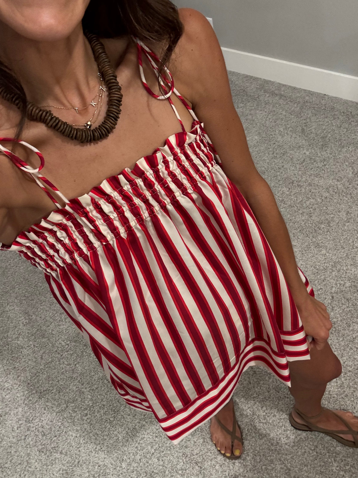Juni Striped Set | Red/Cream Stripe
