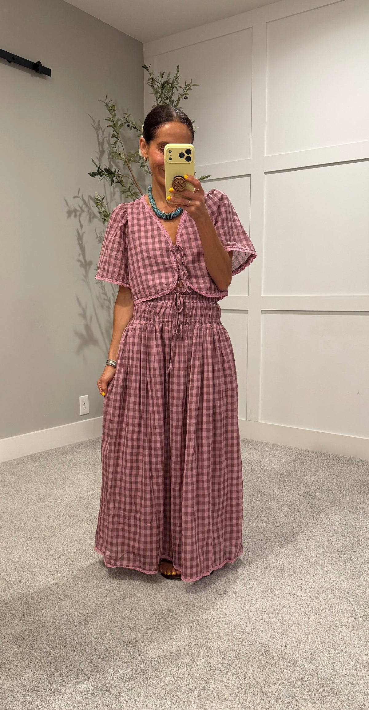 Margot Gingham Set | Mauve