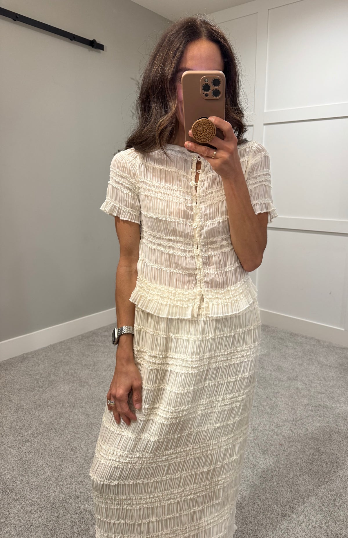 Ava Crinkle Top | Cream
