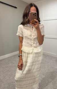 Ava Crinkle Top | Cream