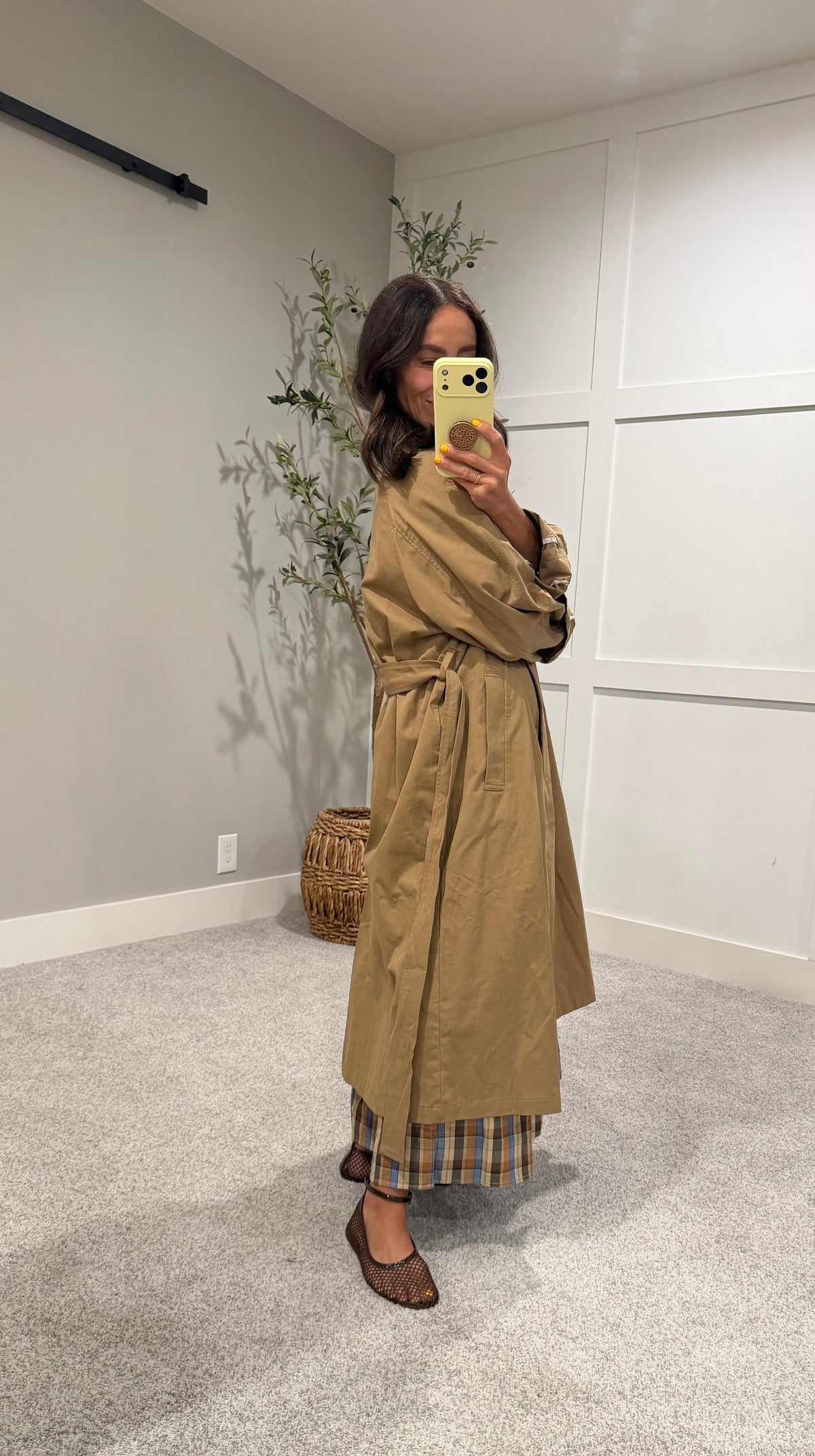 Classic Belted Long Trench Coat | Khaki
