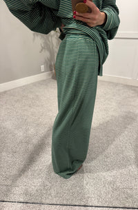 Lounging Brushed Knit Pants | Green/Cream